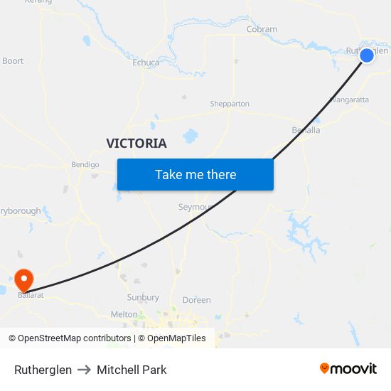 Rutherglen to Mitchell Park map