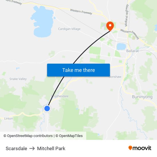 Scarsdale to Mitchell Park map