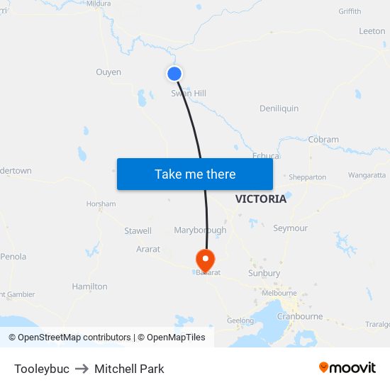 Tooleybuc to Mitchell Park map