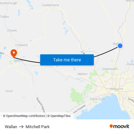 Wallan to Mitchell Park map