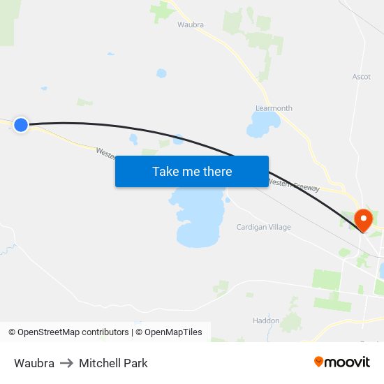 Waubra to Mitchell Park map