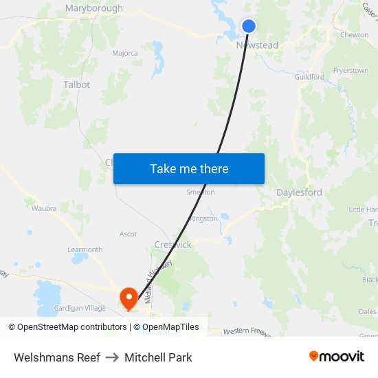 Welshmans Reef to Mitchell Park map