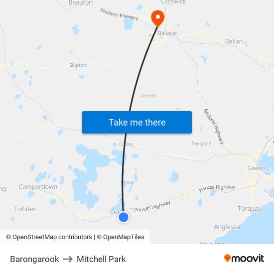 Barongarook to Mitchell Park map