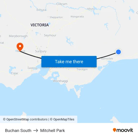 Buchan South to Mitchell Park map