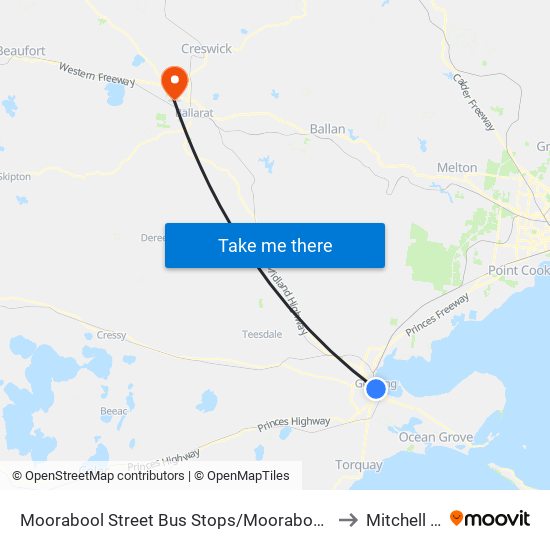 Moorabool Street Bus Stops/Moorabool St (Geelong) to Mitchell Park map