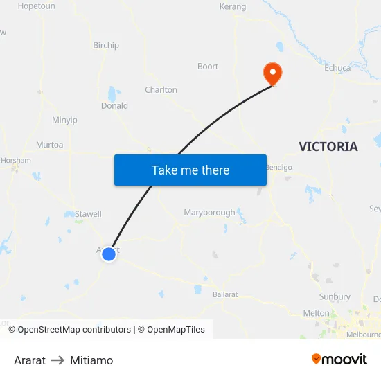 Ararat to Mitiamo map