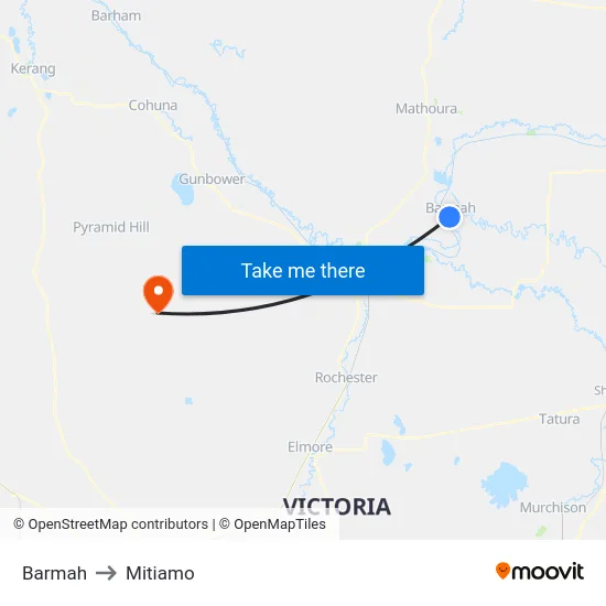Barmah to Mitiamo map