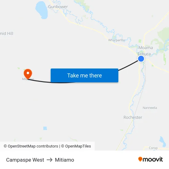 Campaspe West to Mitiamo map