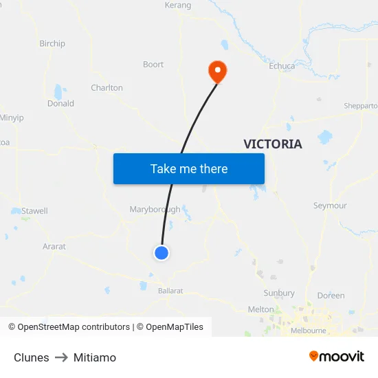Clunes to Mitiamo map