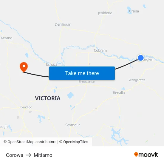 Corowa to Mitiamo map