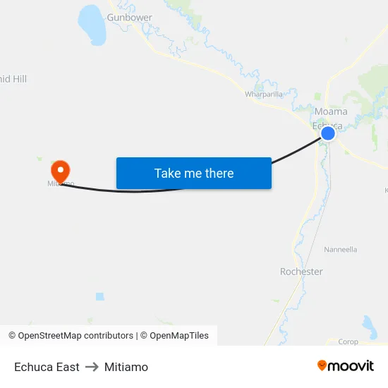 Echuca East to Mitiamo map