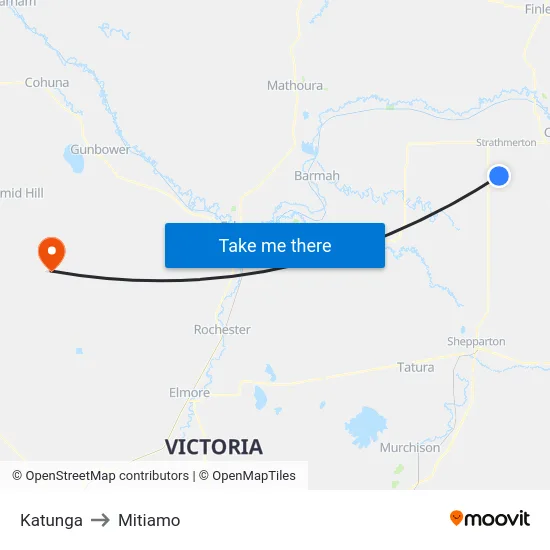 Katunga to Mitiamo map