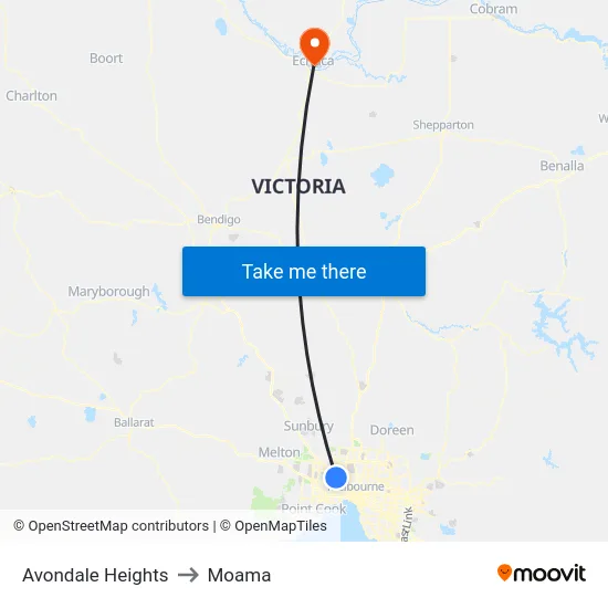 Avondale Heights to Moama map