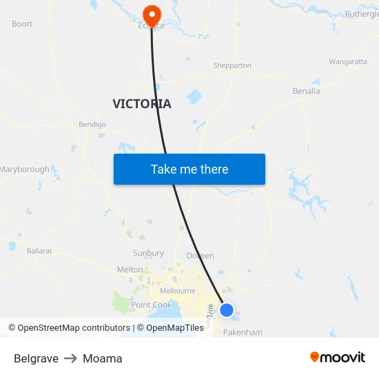 Belgrave to Moama map