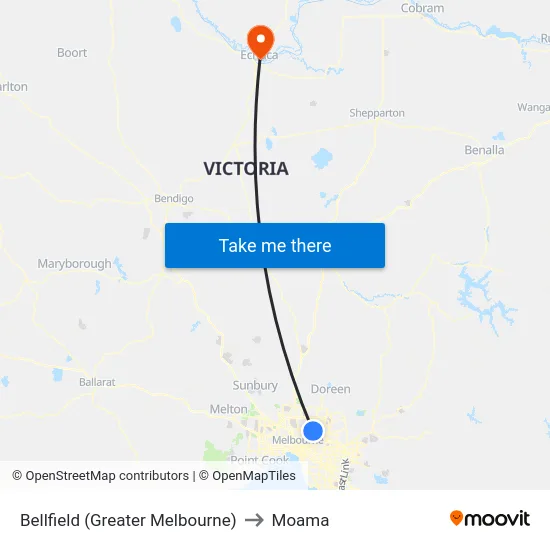Bellfield (Greater Melbourne) to Moama map