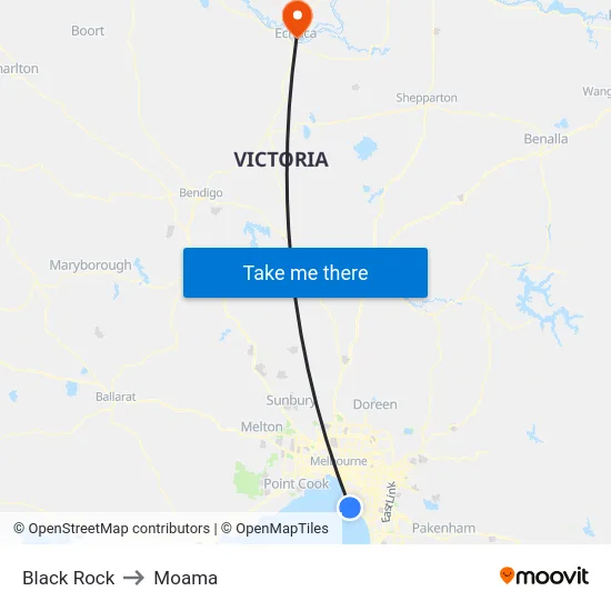Black Rock to Moama map
