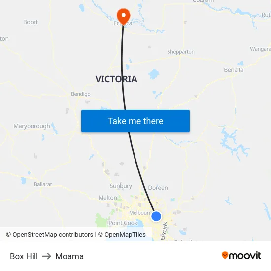 Box Hill to Moama map