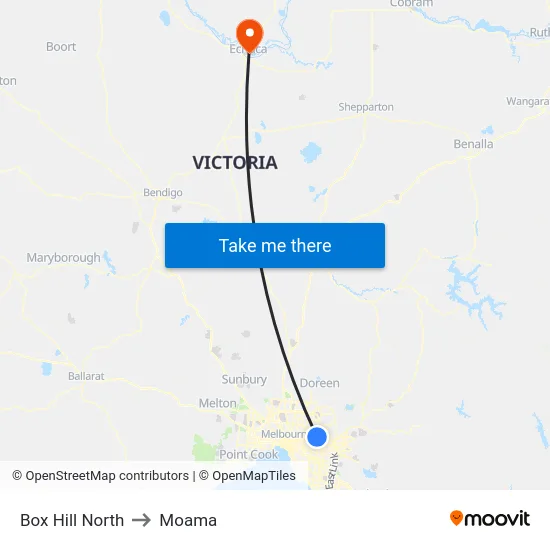 Box Hill North to Moama map