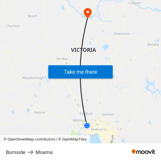 Burnside to Moama map