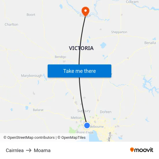 Cairnlea to Moama map