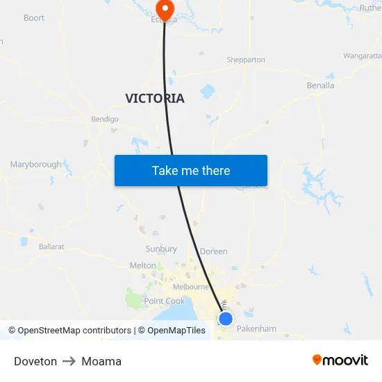 Doveton to Moama map