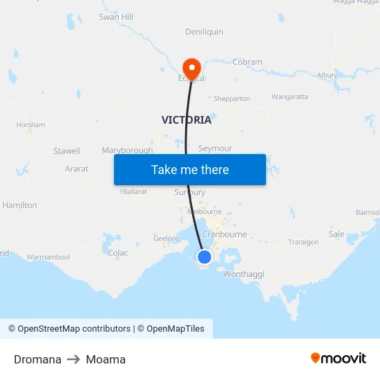 Dromana to Moama map