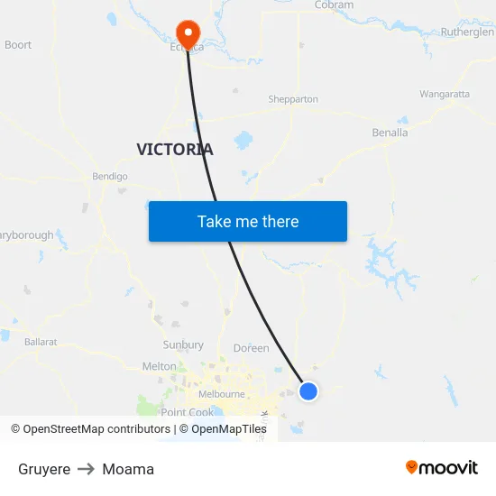 Gruyere to Moama map