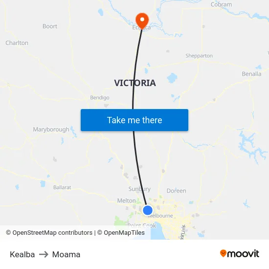 Kealba to Moama map