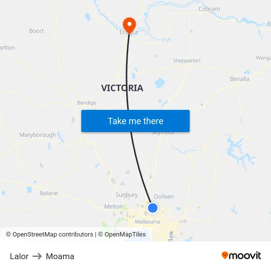 Lalor to Moama map