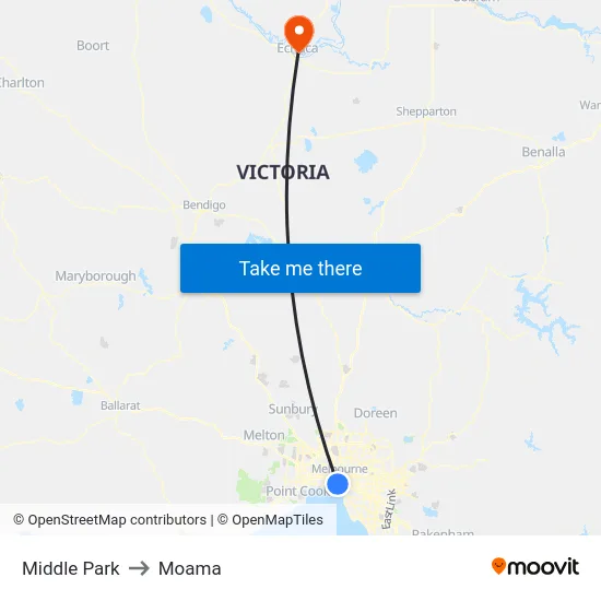 Middle Park to Moama map