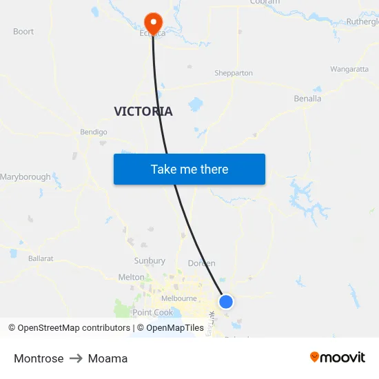 Montrose to Moama map