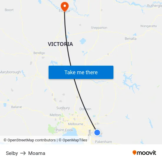 Selby to Moama map