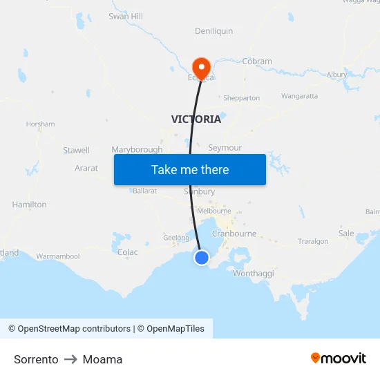 Sorrento to Moama map