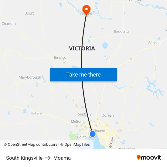 South Kingsville to Moama map