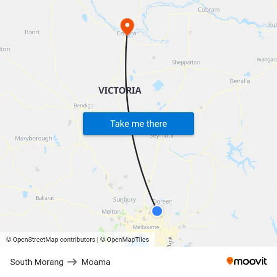 South Morang to Moama map