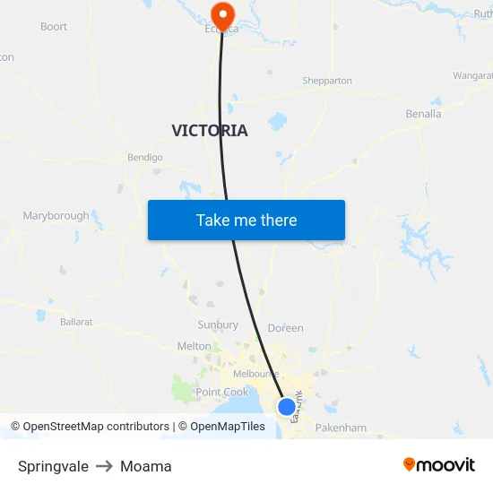 Springvale to Moama map