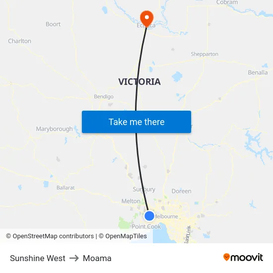 Sunshine West to Moama map