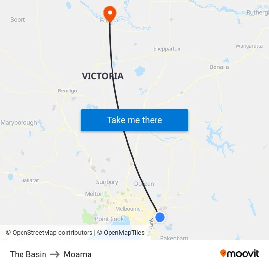 The Basin to Moama map