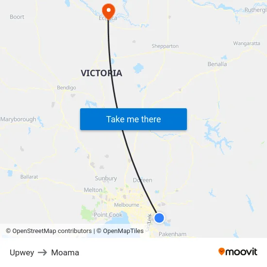 Upwey to Moama map