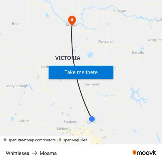Whittlesea to Moama map