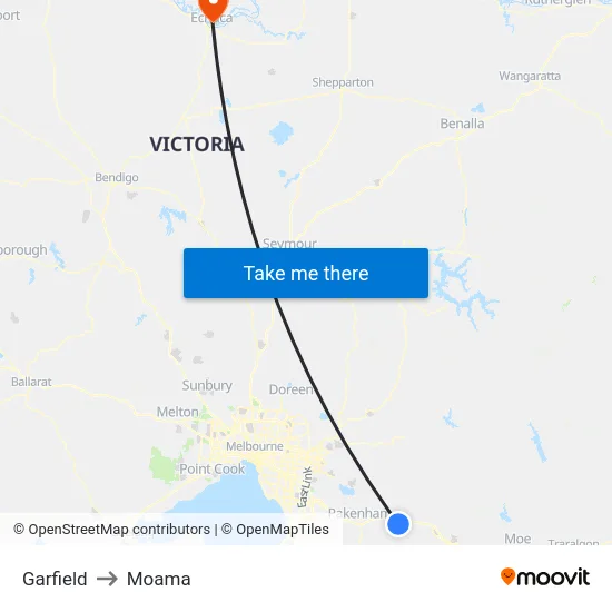 Garfield to Moama map