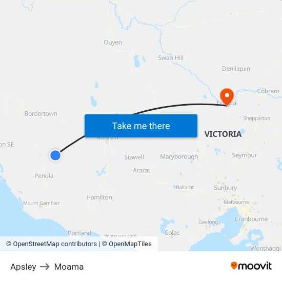 Apsley to Moama map