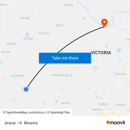 Ararat to Moama map