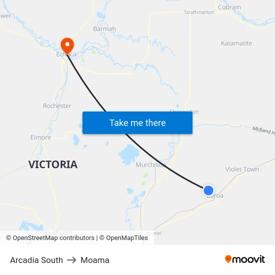 Arcadia South to Moama map