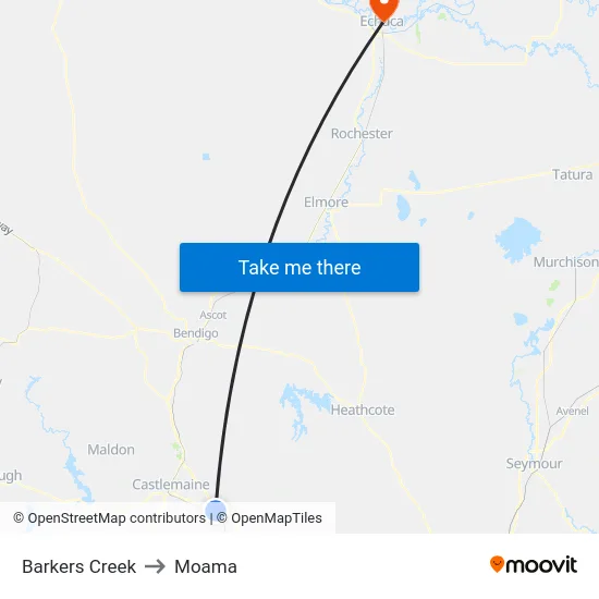 Barkers Creek to Moama map