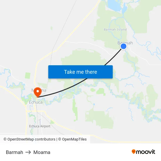 Barmah to Moama map
