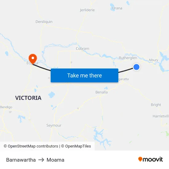 Barnawartha to Moama map