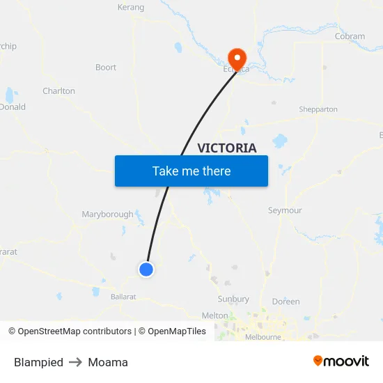 Blampied to Moama map