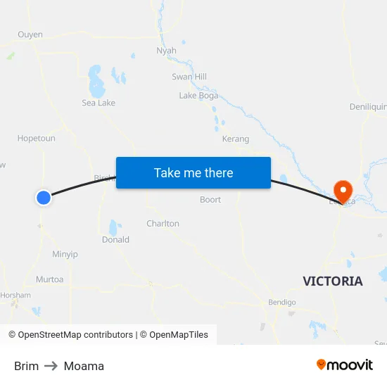 Brim to Moama map