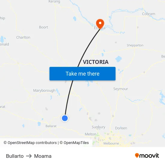 Bullarto to Moama map
